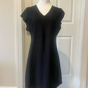 LL‎ Bean Black Activatewear Dress V-Neck Lycra A-Line Sz M
